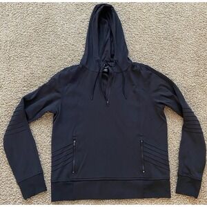 Athleta Womens Venice Moto‎ Hoodie 1/4 Zip Pockets Black Size Medium